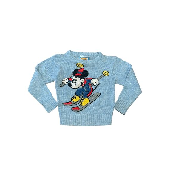 Vintage 80s Disney Mickey Mouse Ski Sweater 2T Sunday Comics Blue Gray EUC - Picture 14 of 15
